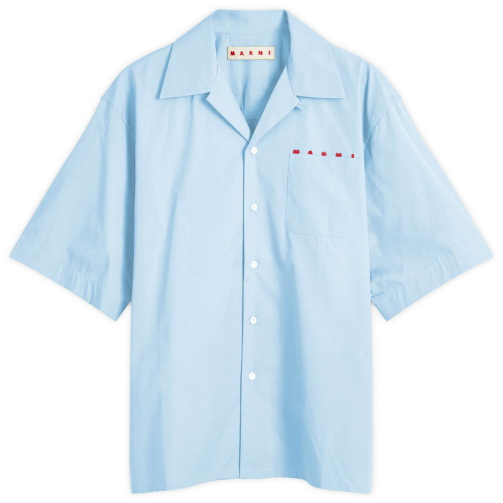 Photo: Marni Men's Pocket Logo Vacation Shirt in Iris Blue