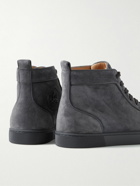Christian Louboutin - Louis Orlato Grosgrain-Trimmed Suede High-Top Sneakers - Gray
