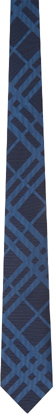 Photo: Burberry Navy Silk Check Classic Cut Tie