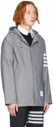 Thom Browne Grey Nylon 4-Bar Anorak Jacket