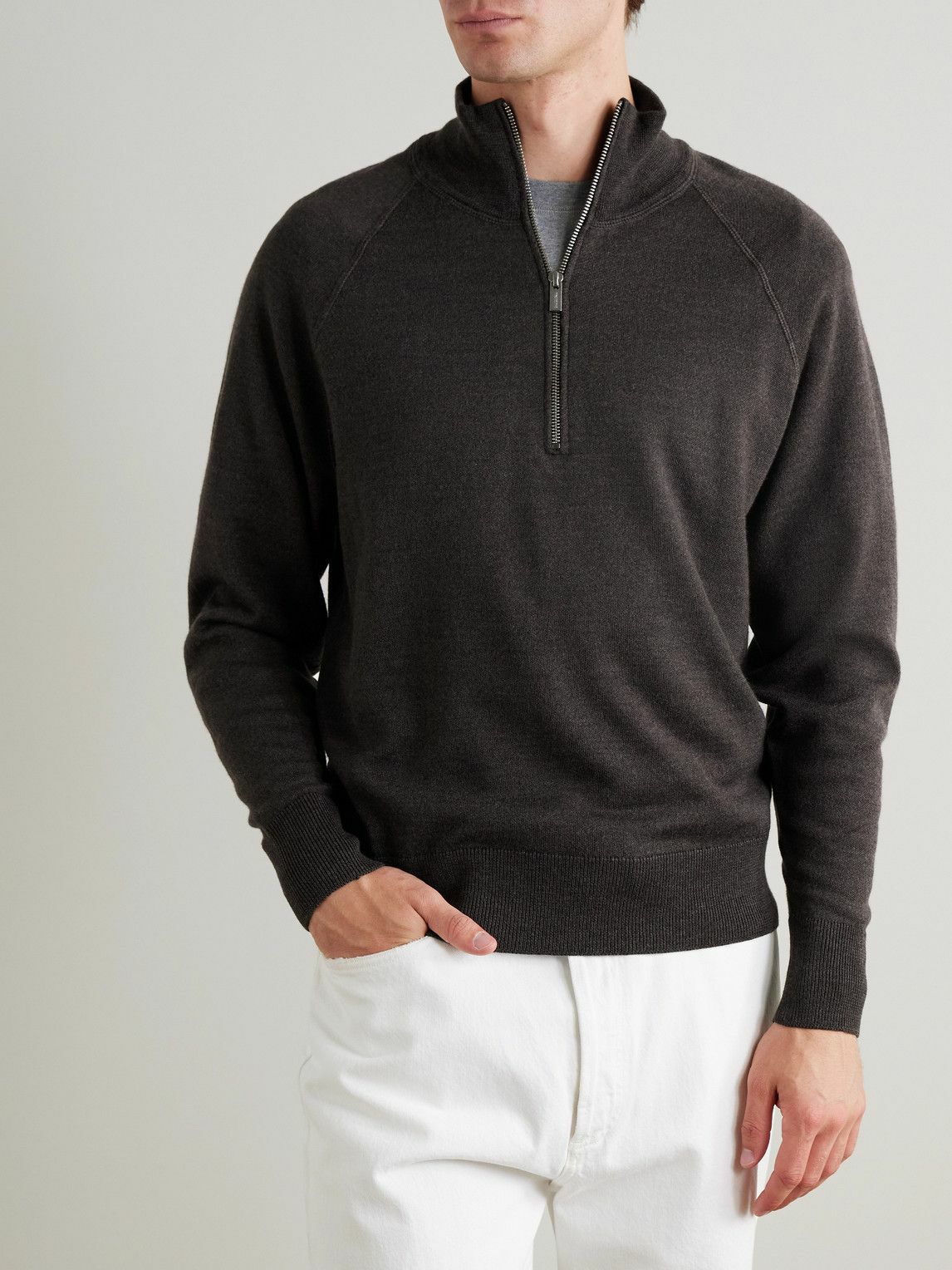 Barena - Merino Wool Half-Zip Sweater - Brown