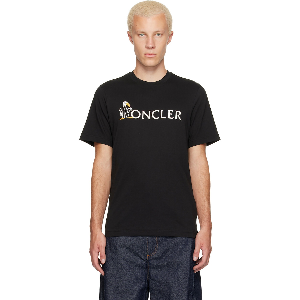 Moncler Black Mon Duck Logo Cotton T-shirt