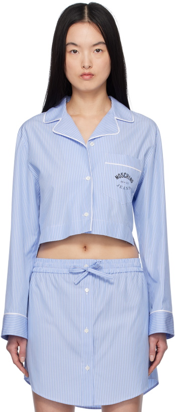 Photo: Moschino Jeans Blue Striped Cotton Shirt