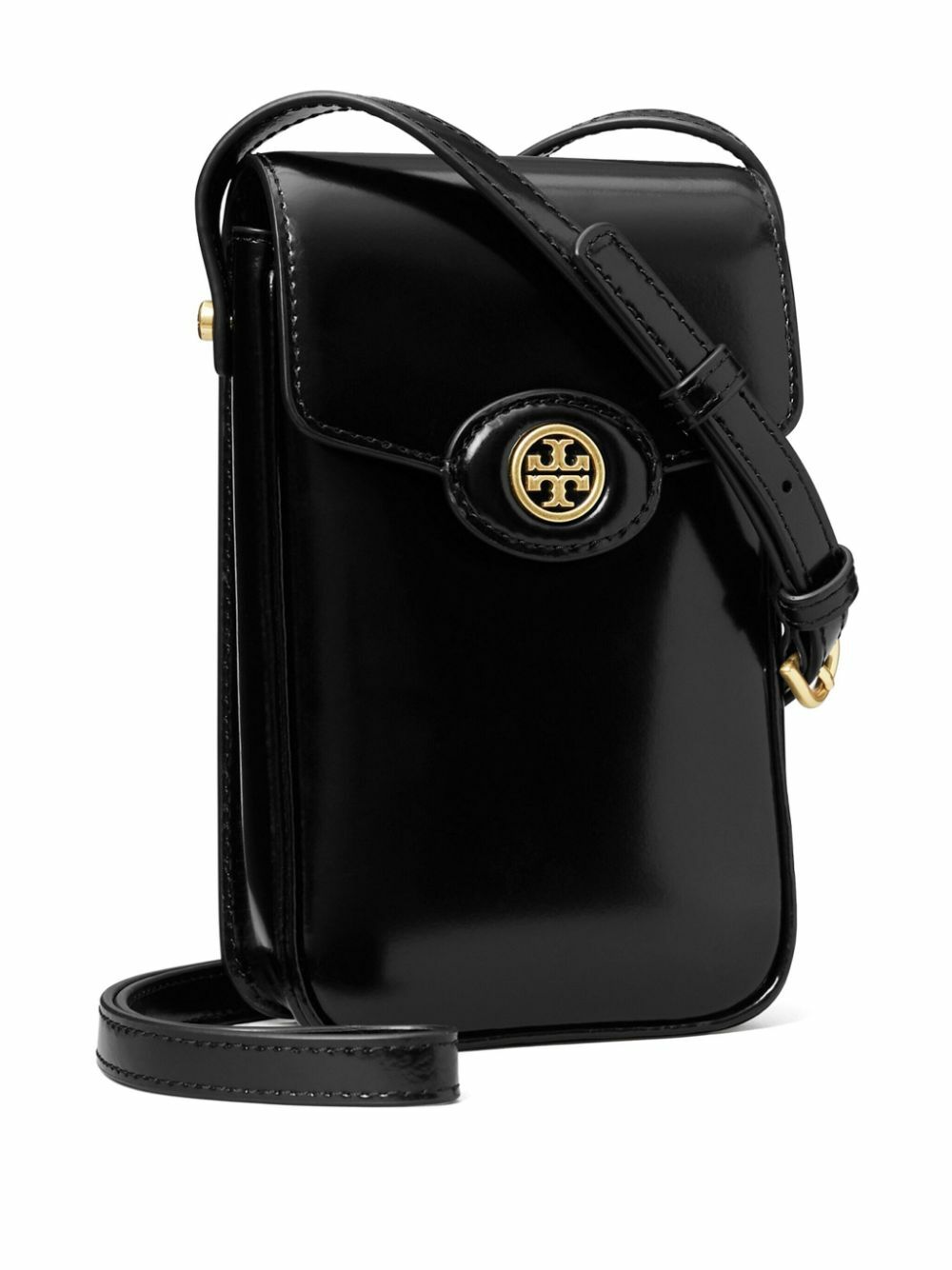 Tory Burch Black Robinson Spazzolato Phone Crossbody Bag Tory Burch