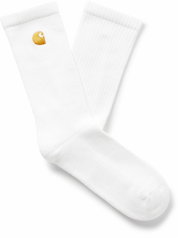 Photo: Carhartt WIP - Chase Logo-Embroidered Ribbed Cotton-Blend Socks