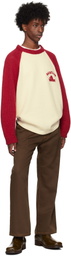 RICE NINE TEN Red & Beige Hand Knitted Raglan Sweater