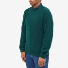 Drake's Men's Brushed Shetland Crew Knit in Forest Green