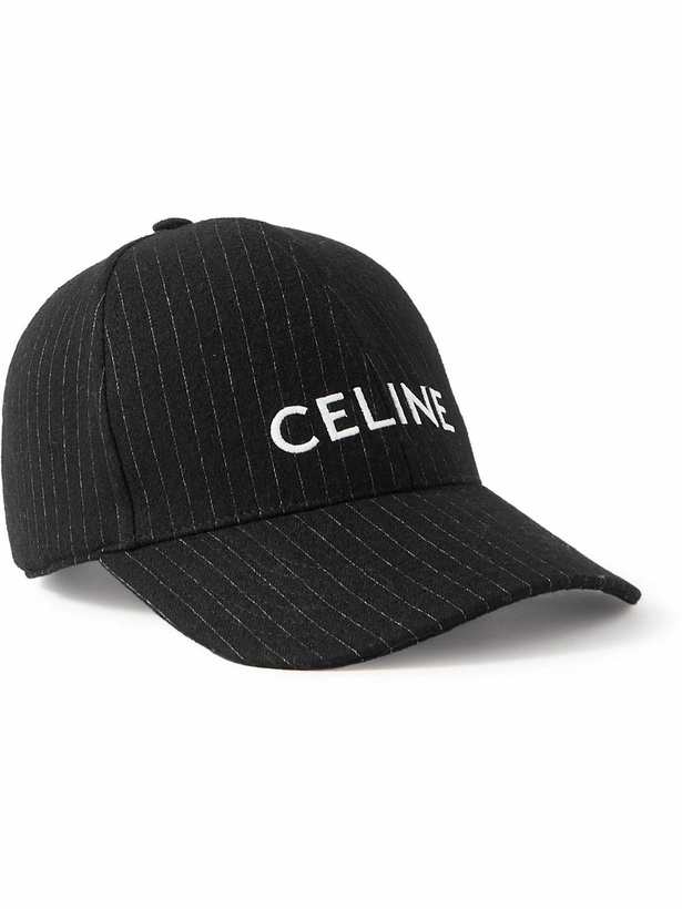 Photo: CELINE - Logo-Embroidered Pinstriped Wool Hat - Black