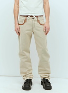 Miu Miu Leather Trim Canvas Pants