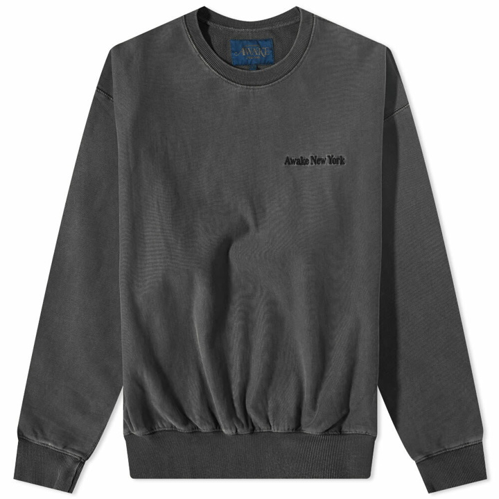 Photo: Awake NY Pigment Dyed Embroidered Crew Sweat in Black