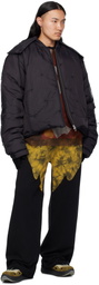KUSIKOHC Black Flower Puffer Bomber Jacket