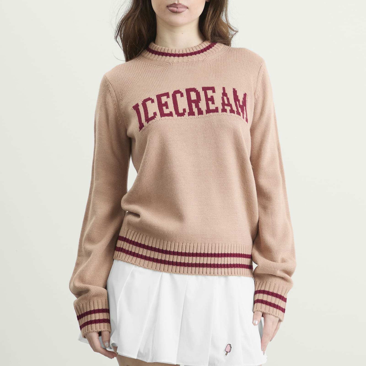 ICECREAM Women's Knitted Crewneck in Sand