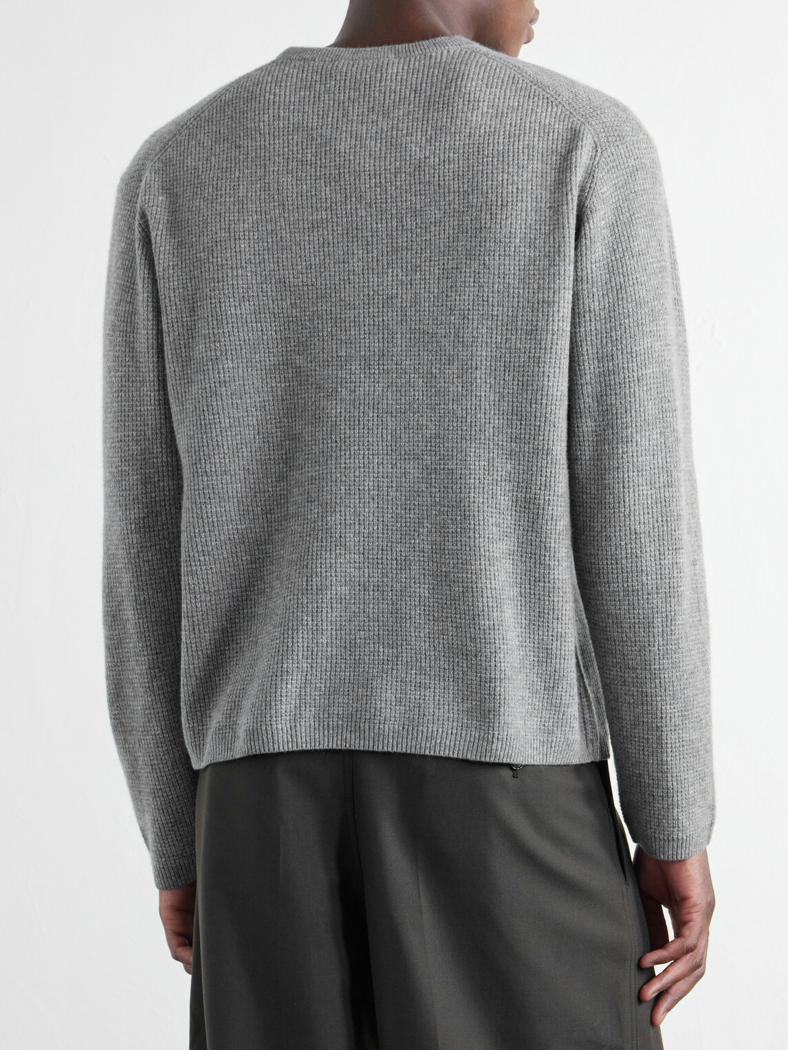 FRAME - Waffle-Knit Wool and Cashmere-Blend Sweater - Gray