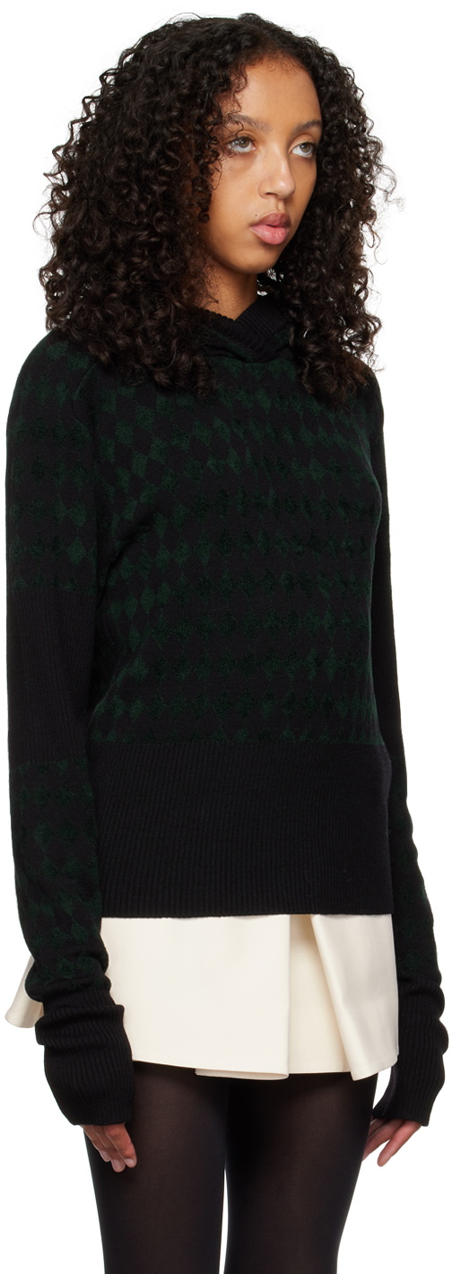 Maximilian Davis Black & Green Harlequin Hoodie