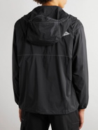 And Wander - Logo-Print Pertex-Ripstop Hooded Jacket - Black