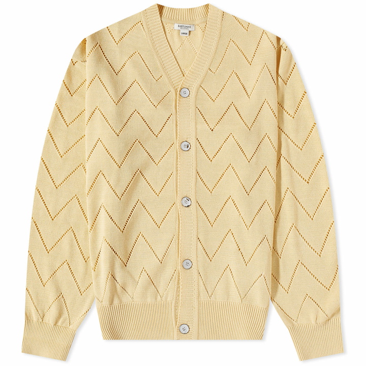 Photo: Eastlogue Men's Comb Pattern Cardigan in Mustard