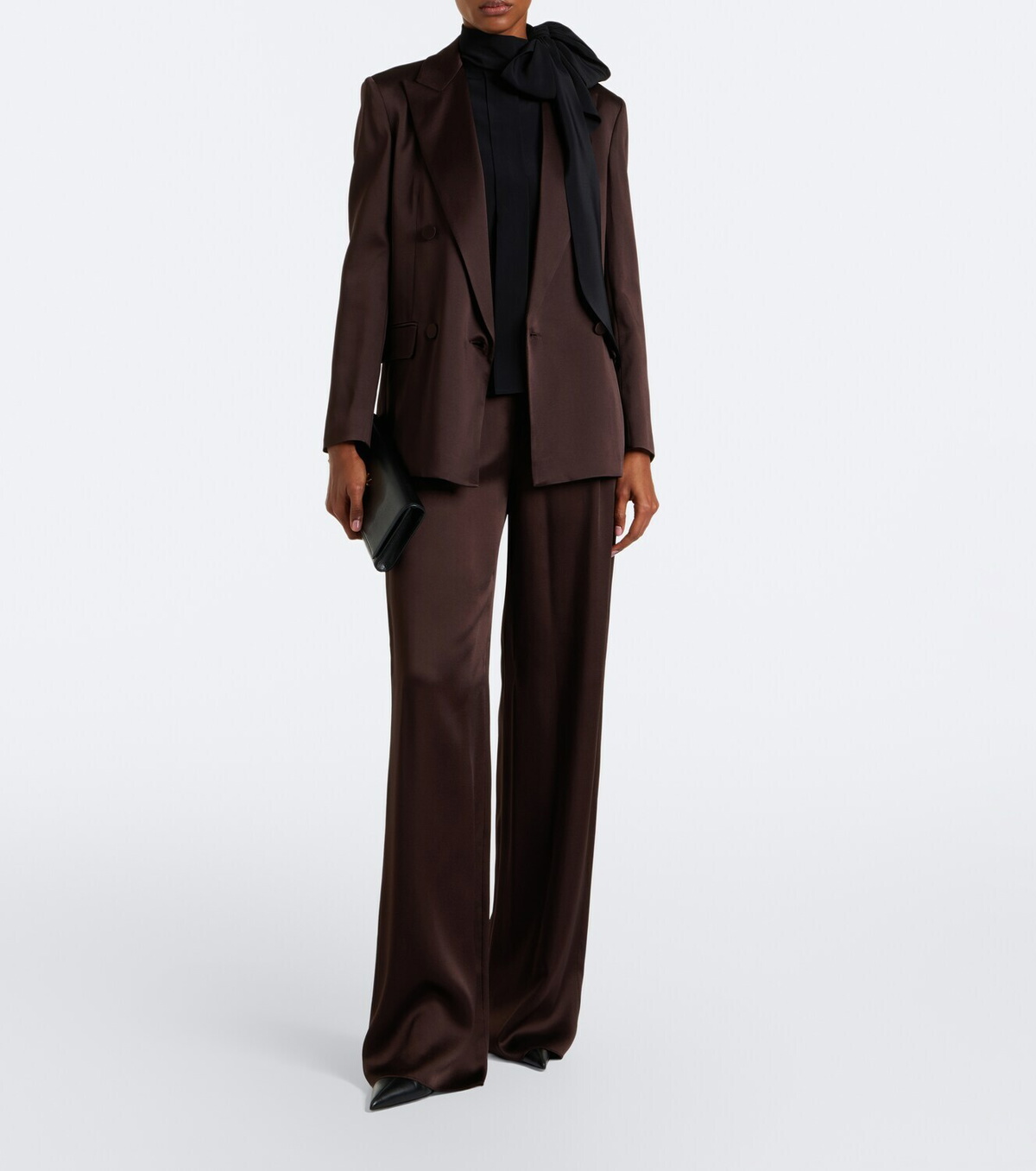 Max Mara Pleated tie-neck silk crêpe de chine top