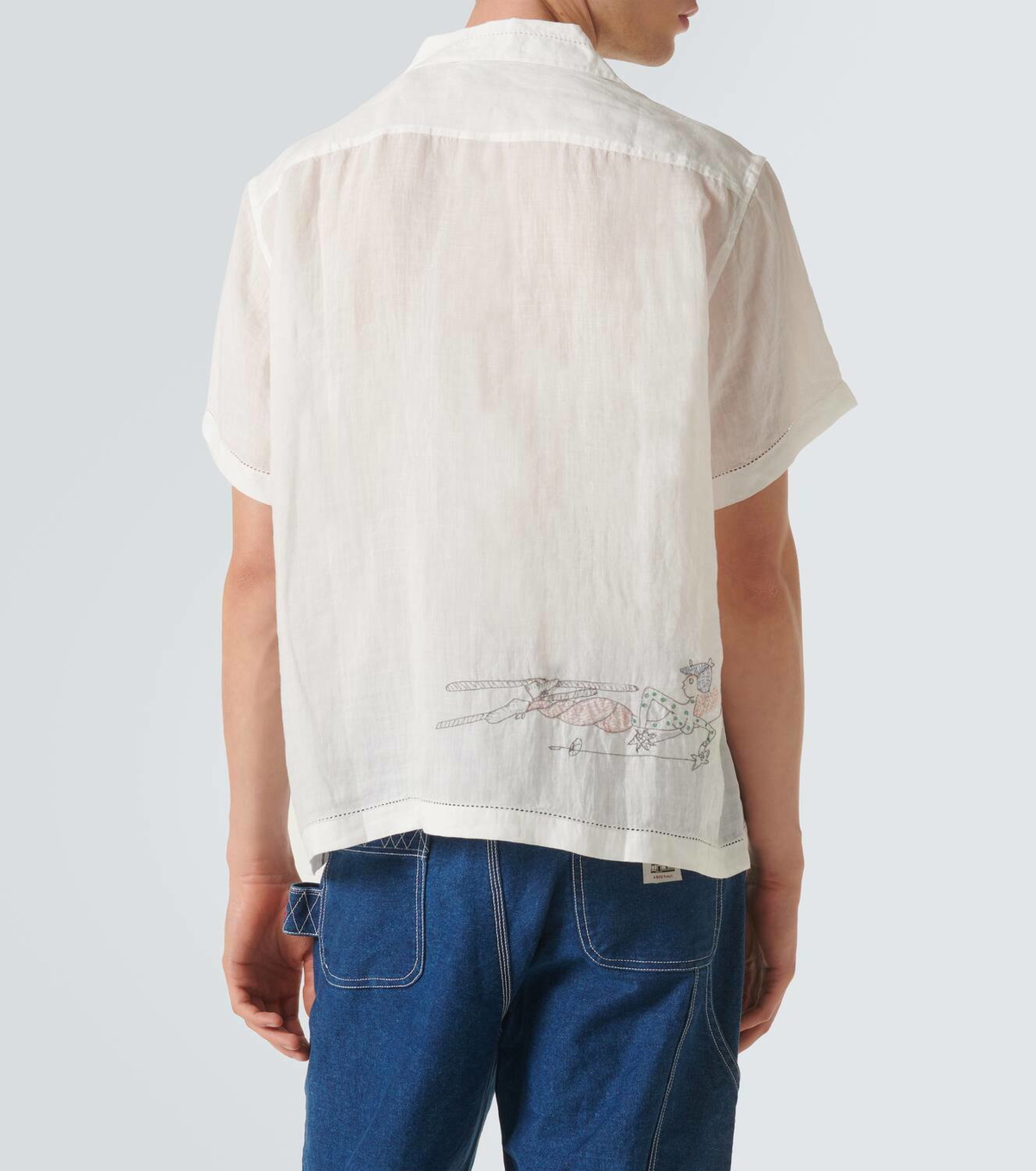 Bode Skiers linen bowling shirt