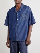 LOEWE - Camp-Collar Anagram-Detail Denim Shirt - Blue