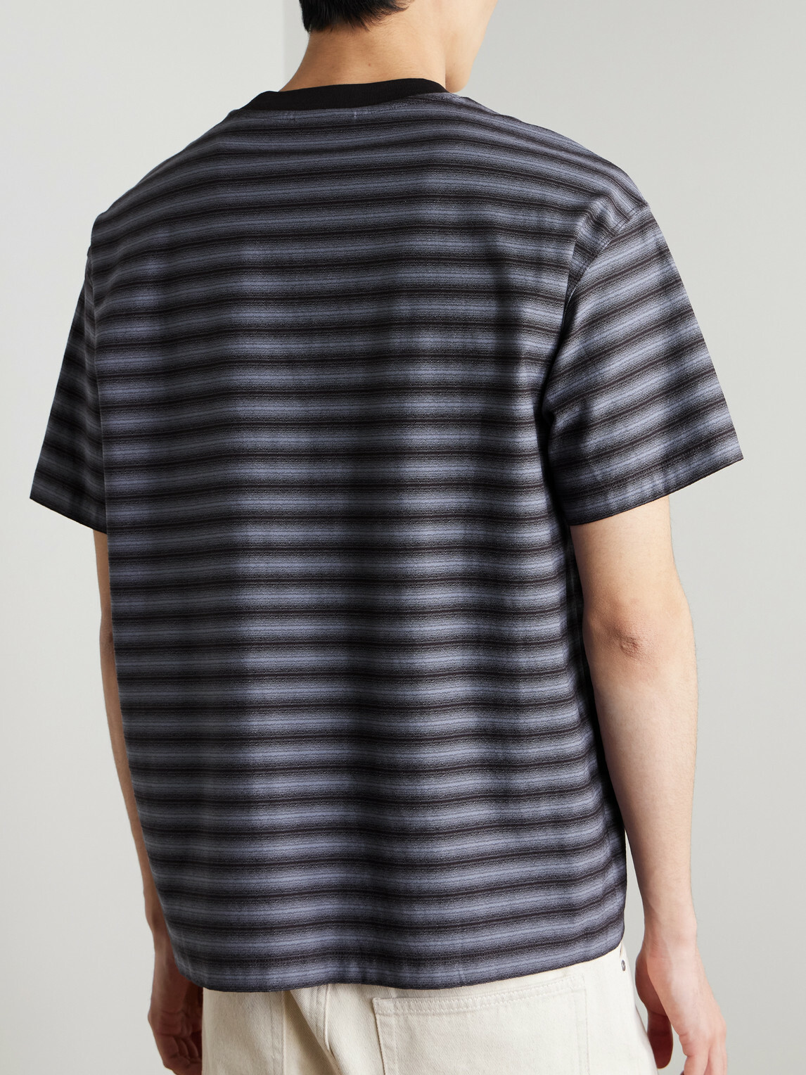 NN07 - Lionel 30017 Striped Cotton-Jacquard T-Shirt - Blue