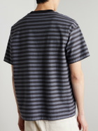 NN07 - Lionel 30017 Striped Cotton-Jacquard T-Shirt - Blue