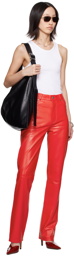 LU'U DAN Red Straight Leg Leather Pants