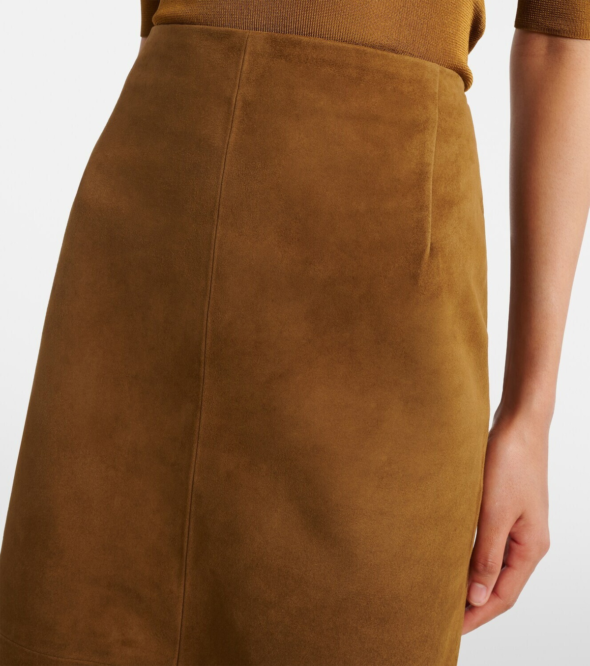 Nour Hammour Selly suede midi skirt