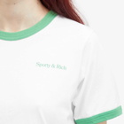 Sporty & Rich Women's Serif Logo Ringer T-Shirt in White