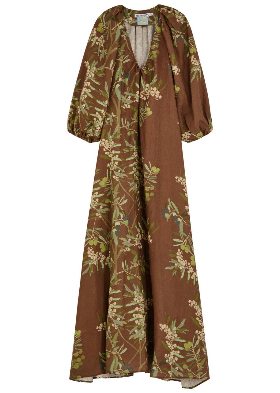 ワンピースその他 BERNADETTE io maxi dress with floral linen print BERNADETTE Georgio Floral-Print Linen Gown in Metallic | Lyst