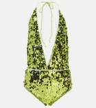 Oséree Sequined halterneck swimsuit
