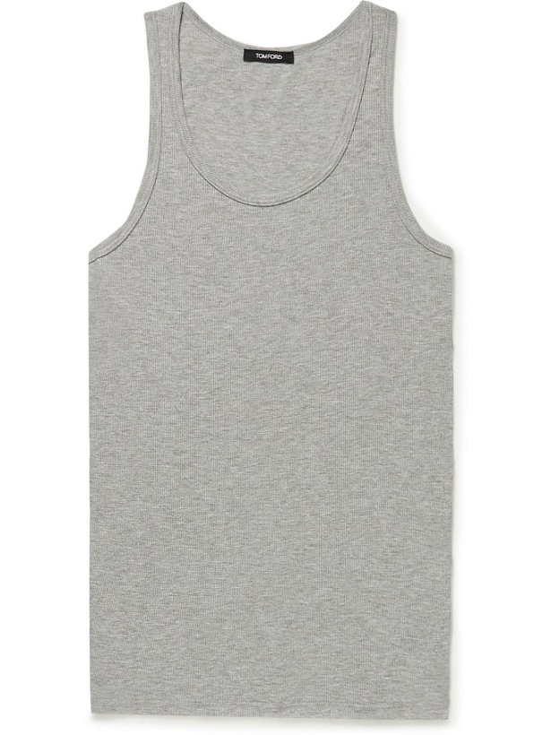 Photo: TOM FORD - Ribbed Cotton and Modal-Blend Tank Top - Gray
