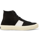 TOM FORD - Cambridge Leather-Trimmed Suede High-Top Sneakers - Black