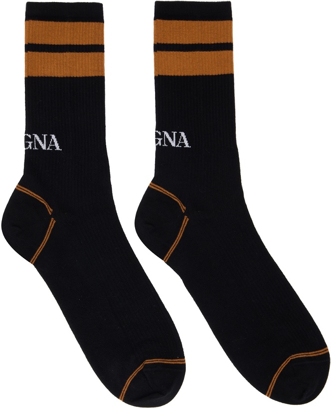 Photo: ZEGNA Black Striped Socks