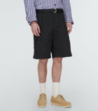 Sacai - Belted striped cotton shorts