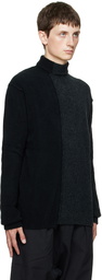 Isabel Benenato Black & Gray Paneled Turtleneck