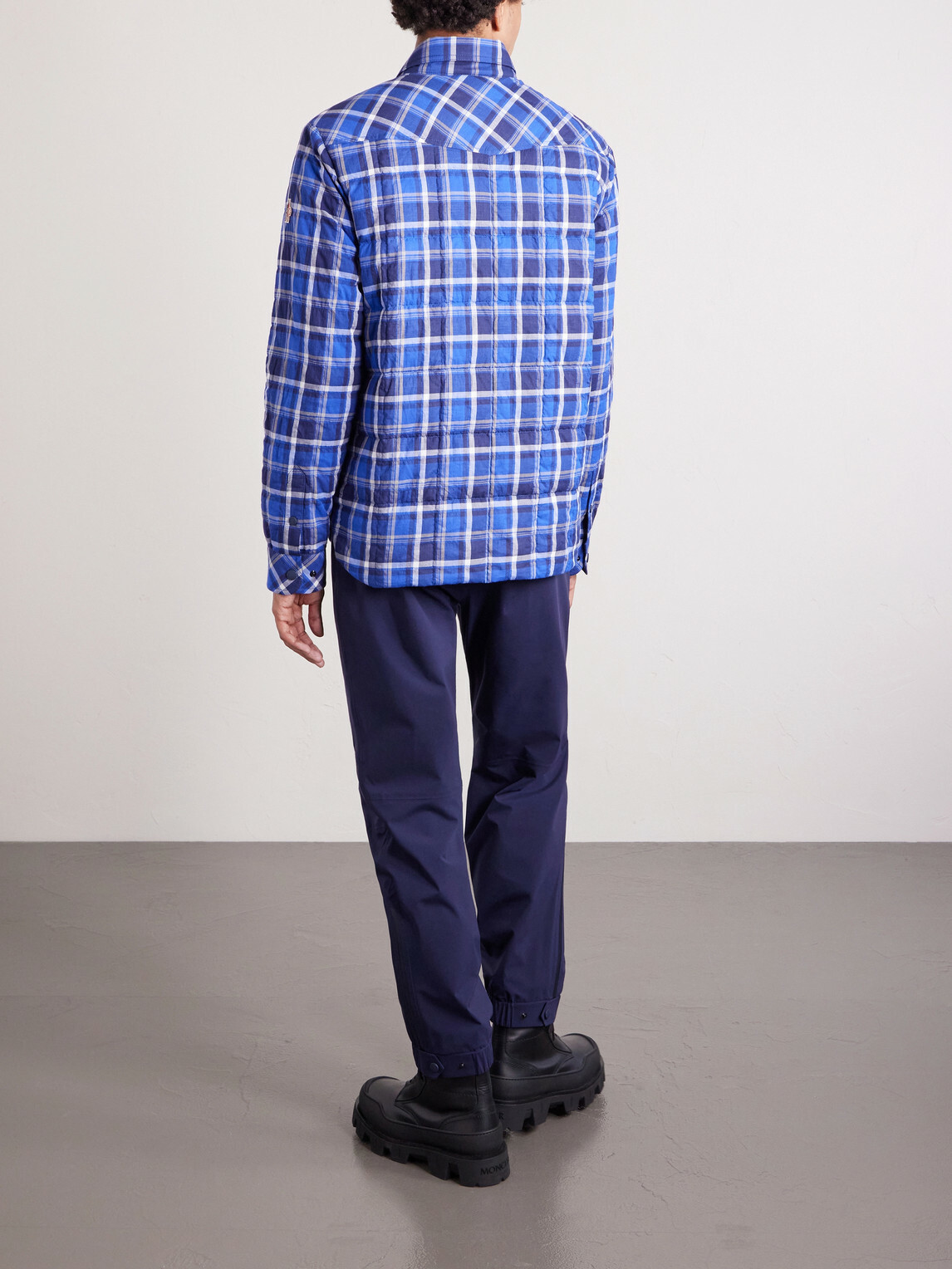 Moncler Grenoble - Gelt Quilted Checked Cotton-Blend Down Shirt Jacket - Blue