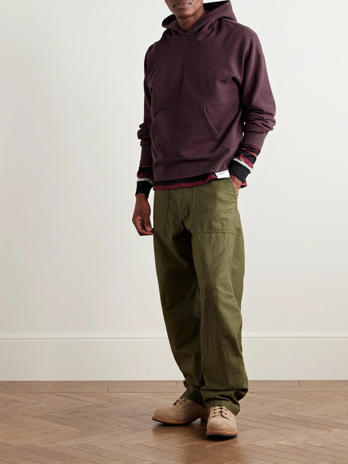 Visvim - Court Garment-Dyed Cotton-Blend Jersey Hoodie - Burgundy