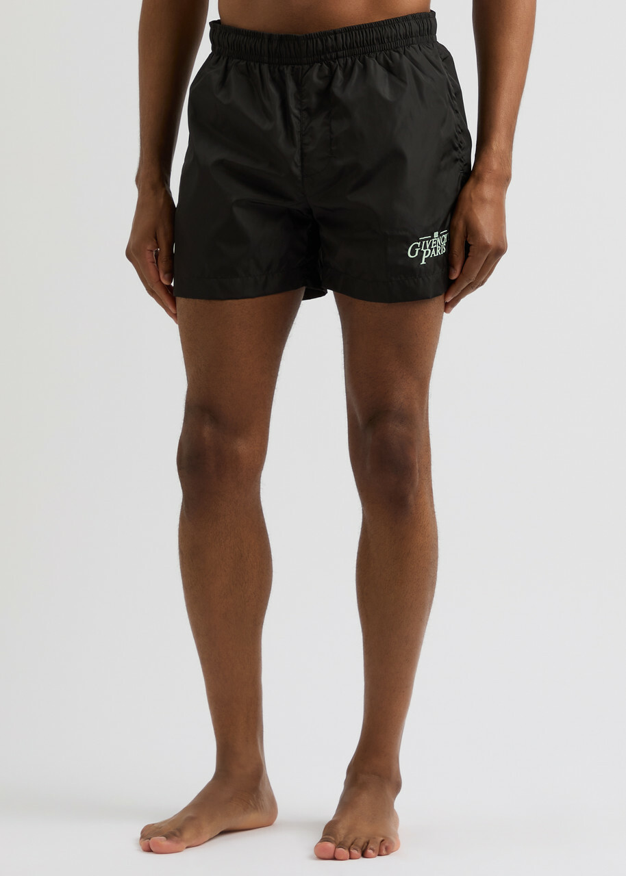 Givenchy Logo-embroidered Nylon Swim Shorts Black Givenchy