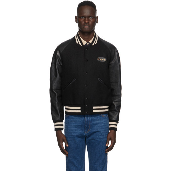 Photo: Gucci Black Felt and Leather Bomber Jacket