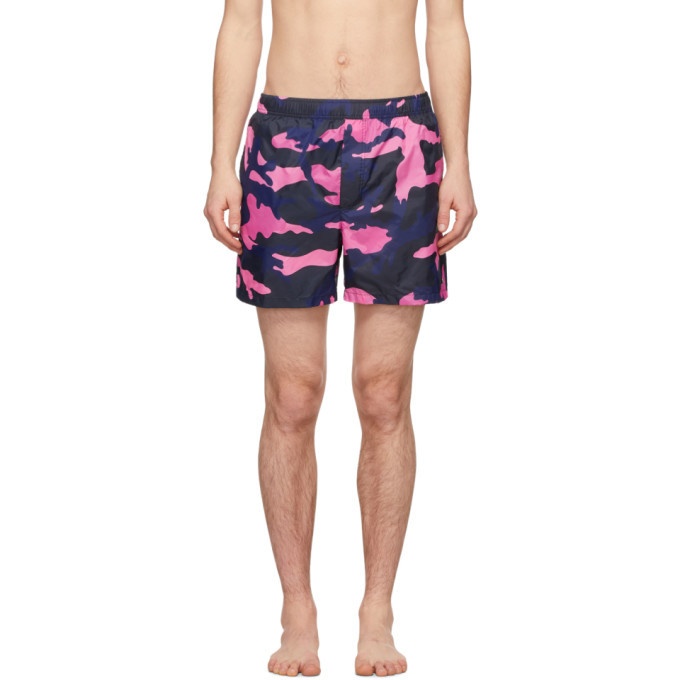 Photo: Valentino Pink and Navy Camo Swim Shorts