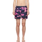 Valentino Pink and Navy Camo Swim Shorts