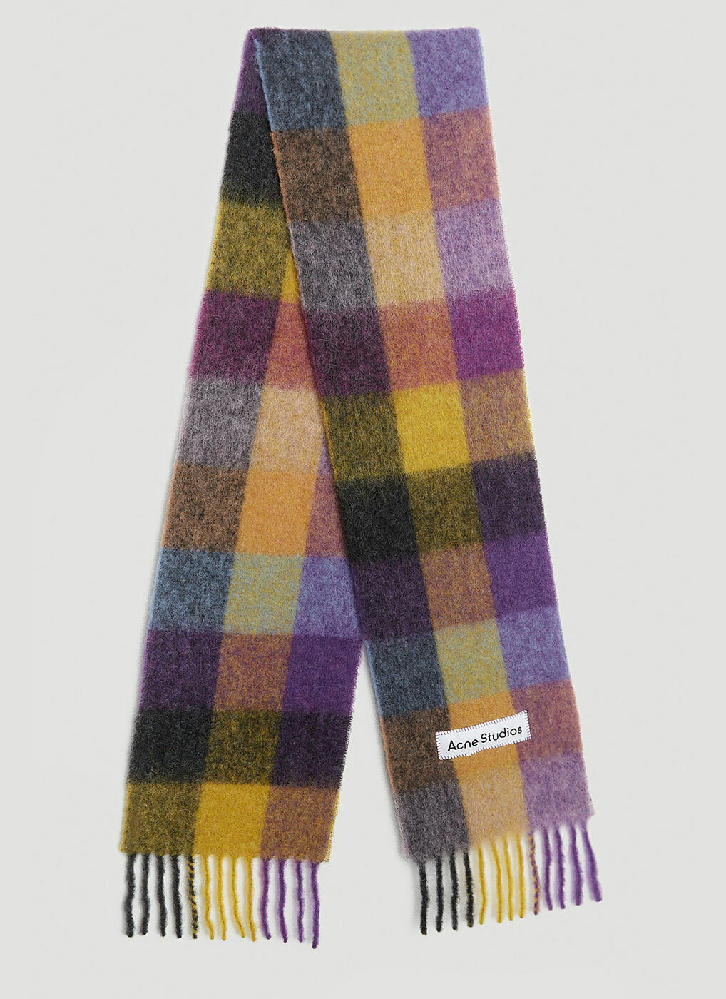 Acne Studios - Check Logo Patch Scarf in Multicolour Acne Studios