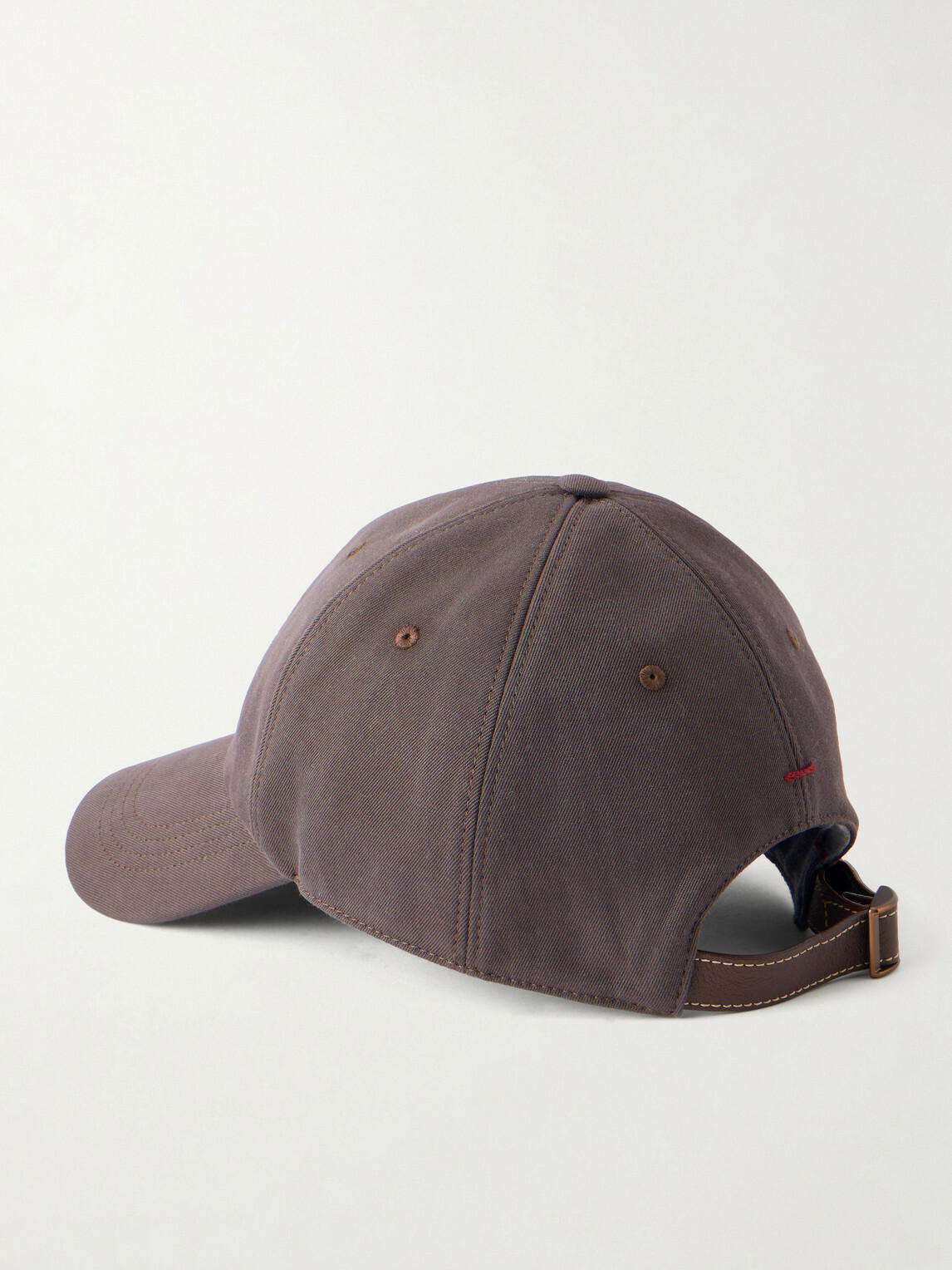 Brunello Cucinelli - Logo-Embroidered Leather-Trimmed Cotton-Twill Baseball Cap - Brown