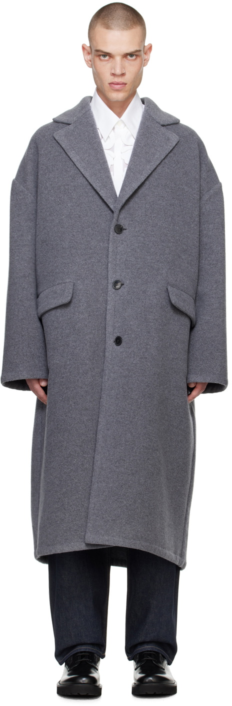Valentino Gray Virgin Wool Coat