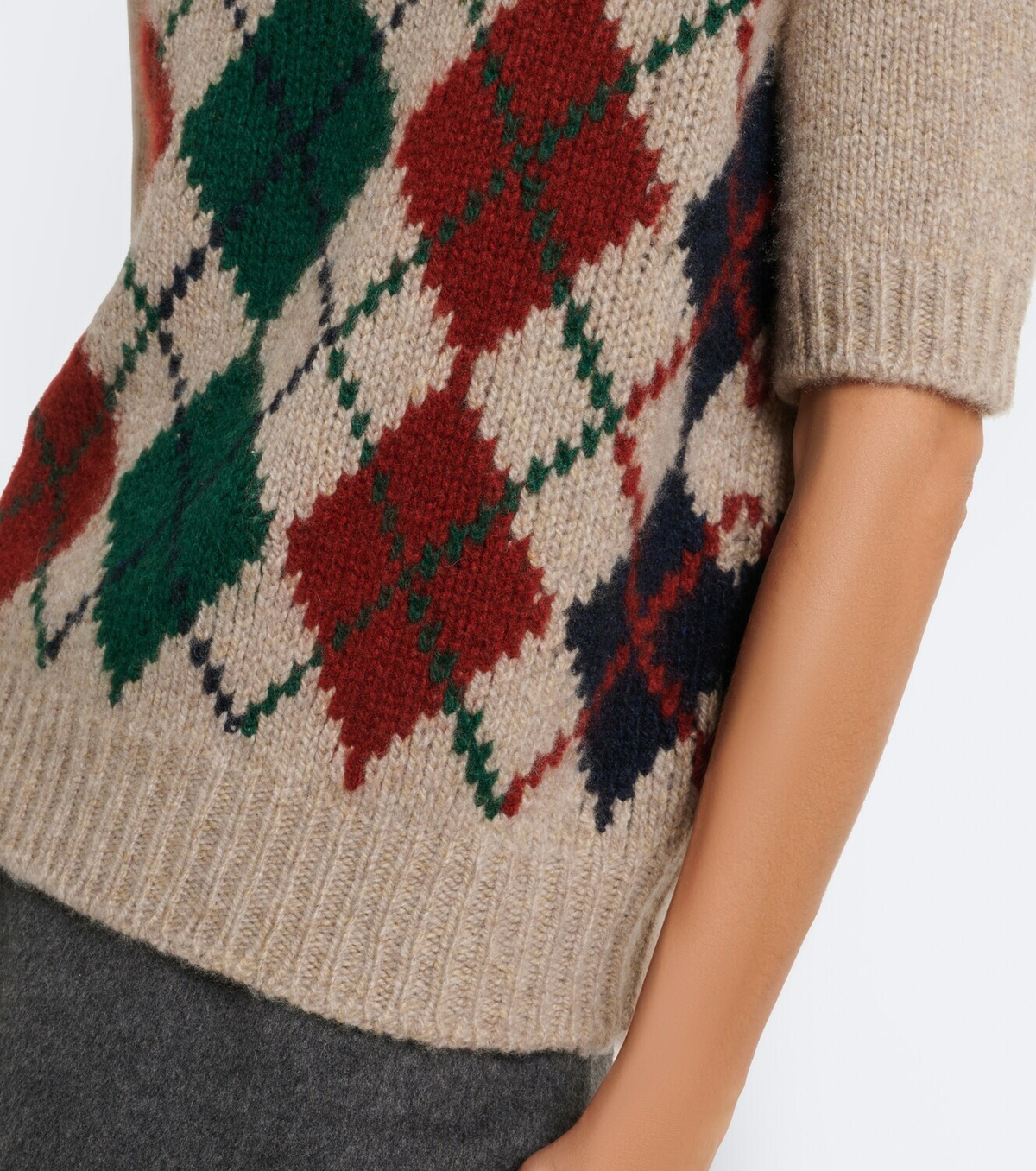 Khaite Lisa argyle cashmere and mohair sweater