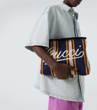 Gucci Large embroidered striped canvas pouch