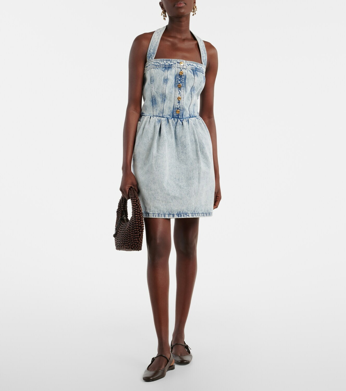Patou Halterneck denim minidress
