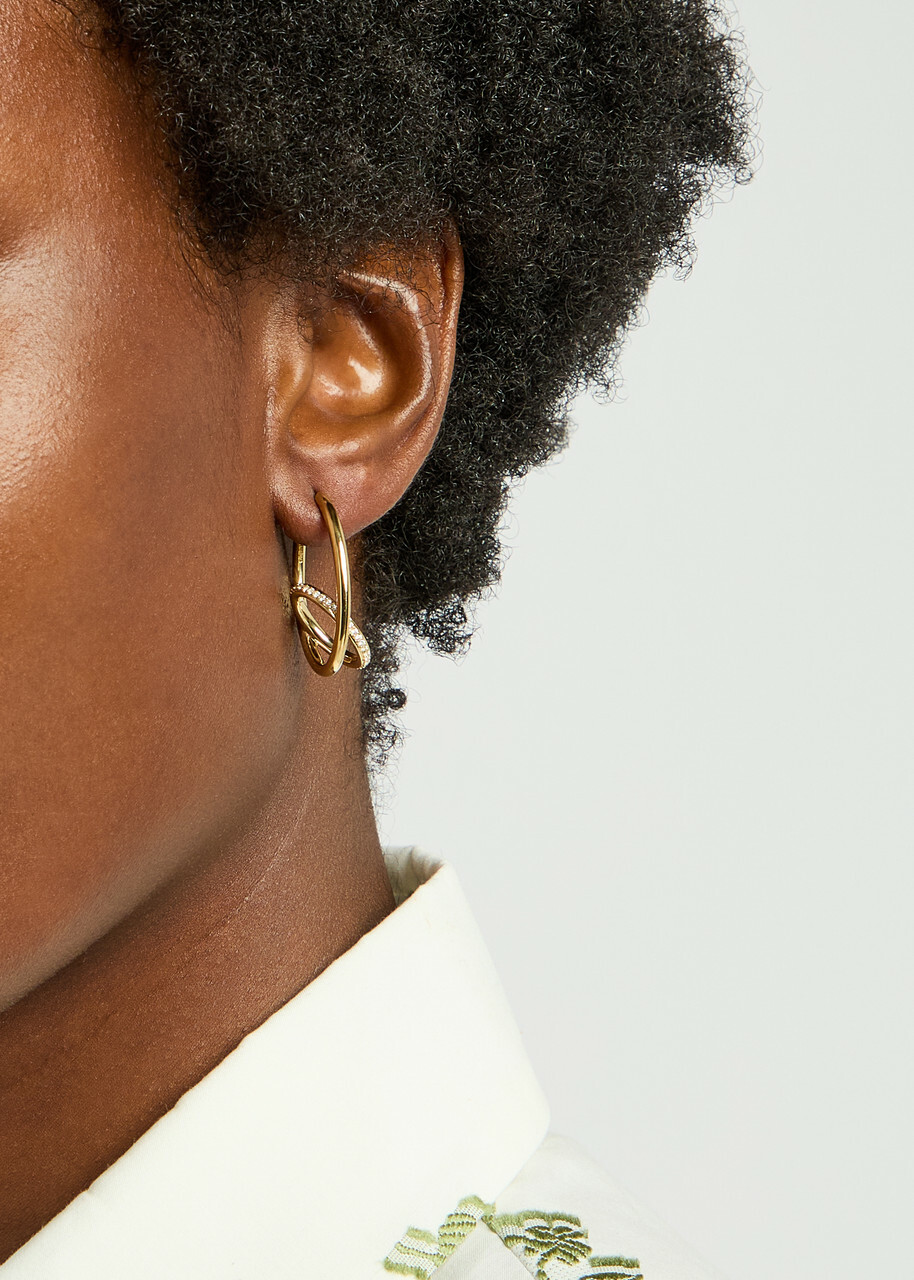 Otiumberg Spiralis Pavé 14kt Gold Vermeil Hoop Earrings - One Size