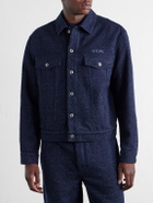 LOEWE - Logo-Embroidered Textured Denim Jacket - Blue
