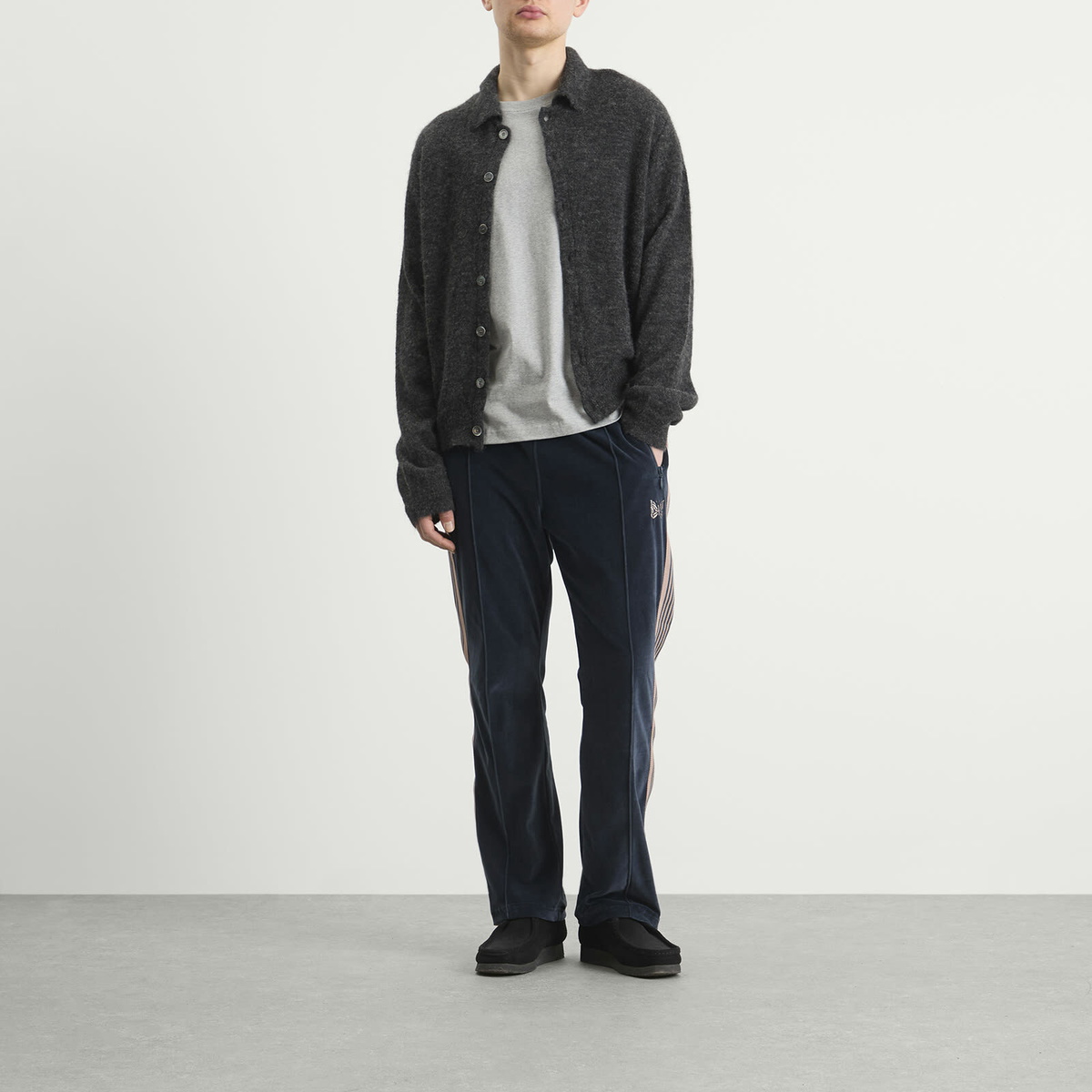 Needles Men's Velour Track Pants in Steel Blue